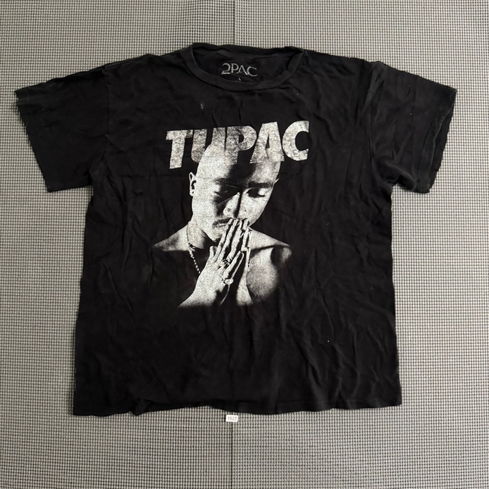 2Pac Shakur Graphic T-Shirt Mens Large Black Short Sleeve Rap Tee 2021 Bravado